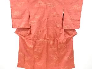 アンティーク　抽象模様織出し十日町紬着物